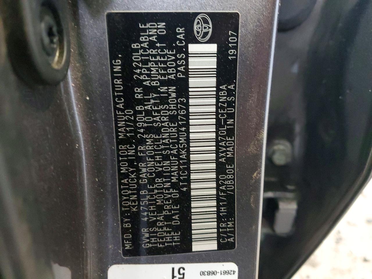 2021 TOYOTA CAMRY LE photo 25