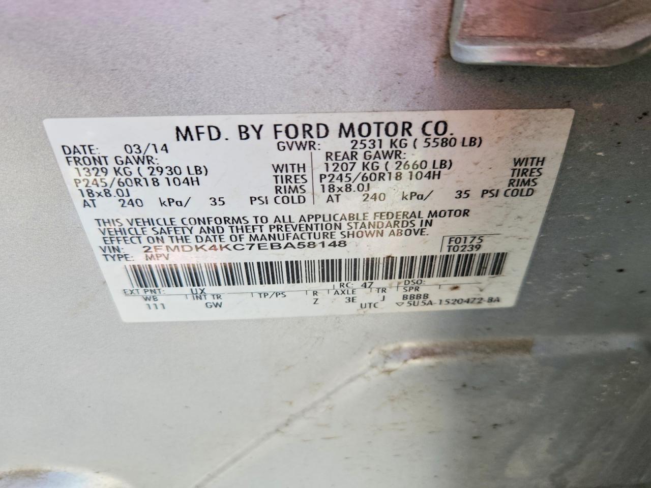 2014 FORD EDGE LIMITED photo 25