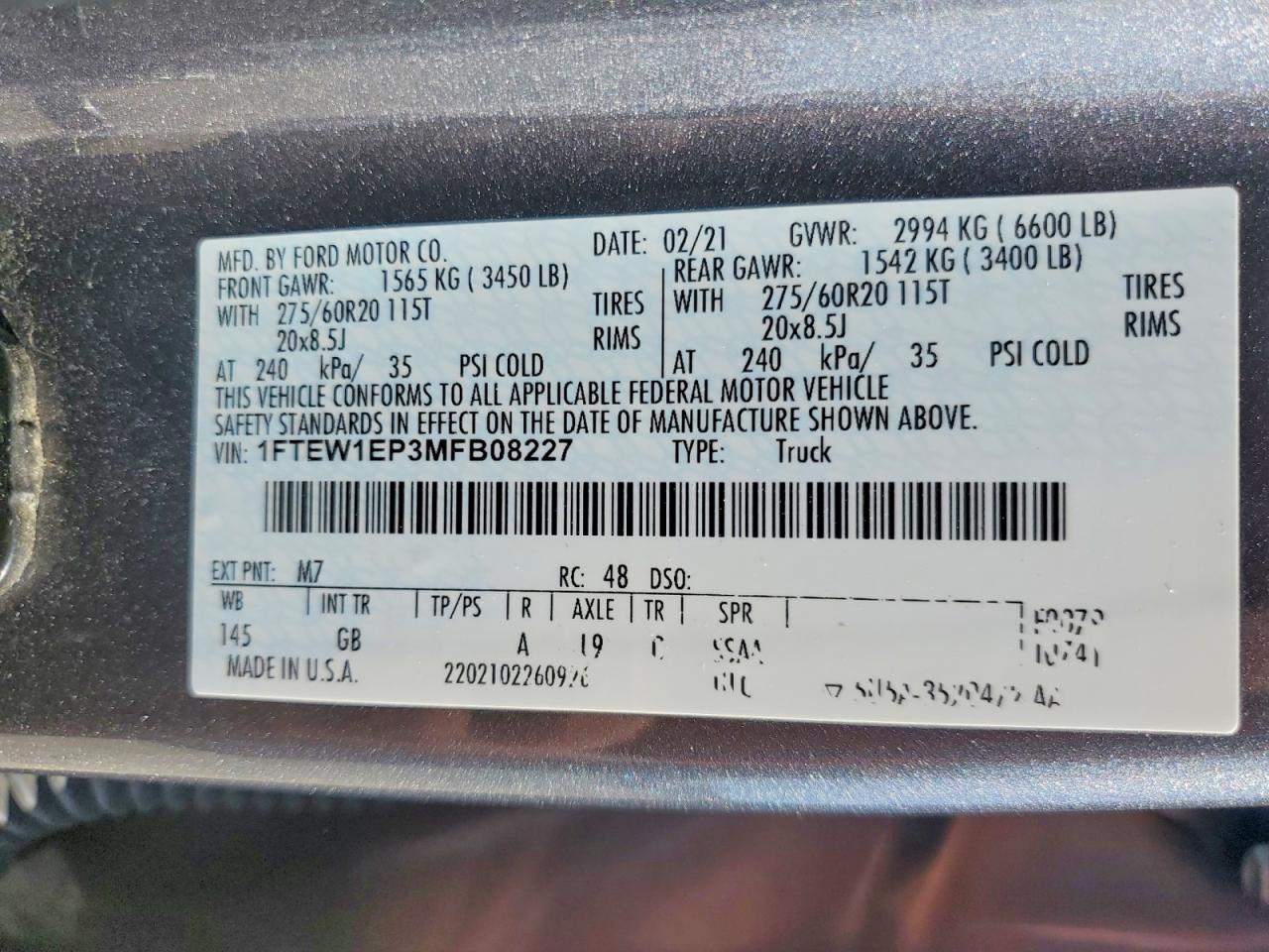 2021 FORD F150 SUPERCREW photo 12
