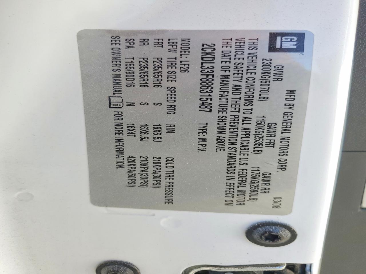 2008 PONTIAC TORRENT photo 25
