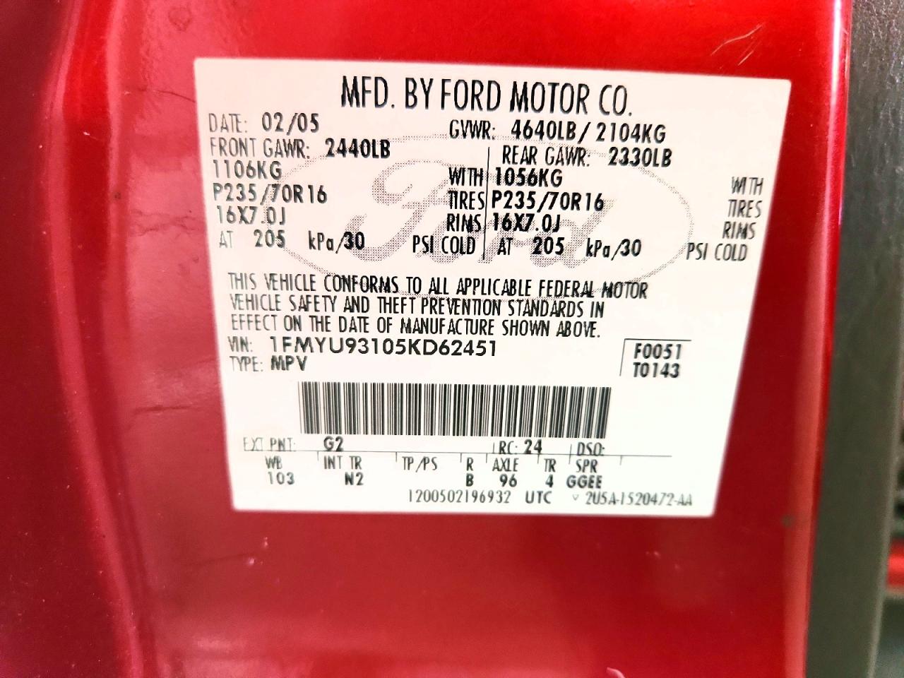 2005 FORD ESCAPE XLT photo 25