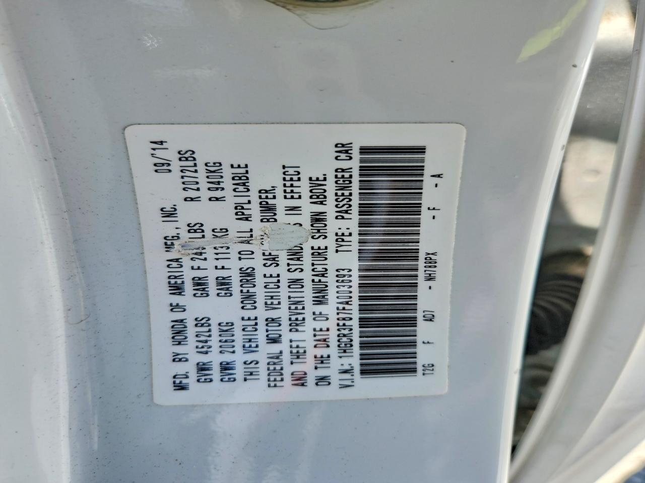 2015 HONDA ACCORD EXL photo 25