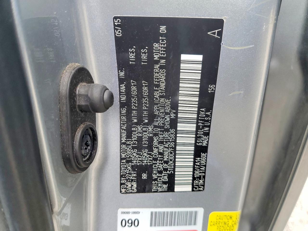 2015 TOYOTA SIENNA L 7-PASSENGER photo 13