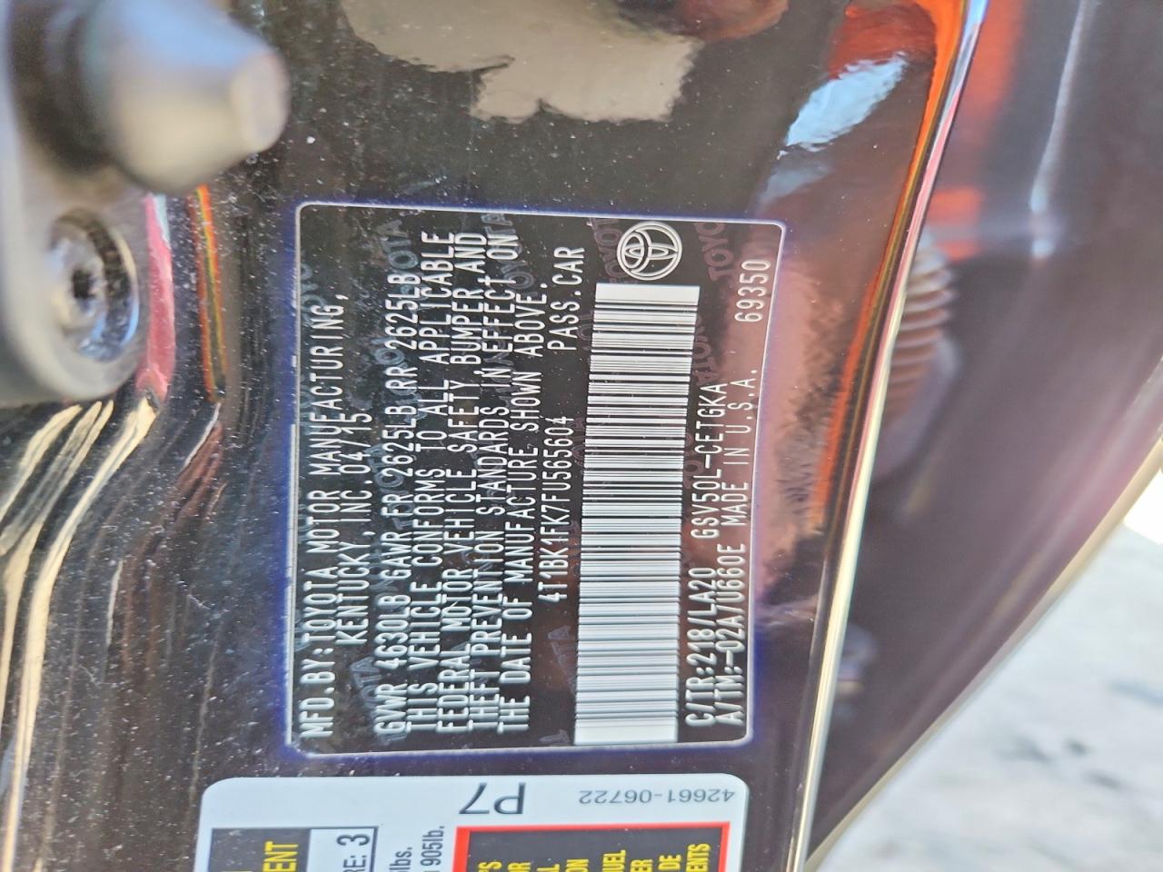 2015 TOYOTA CAMRY XLE V6 photo 34