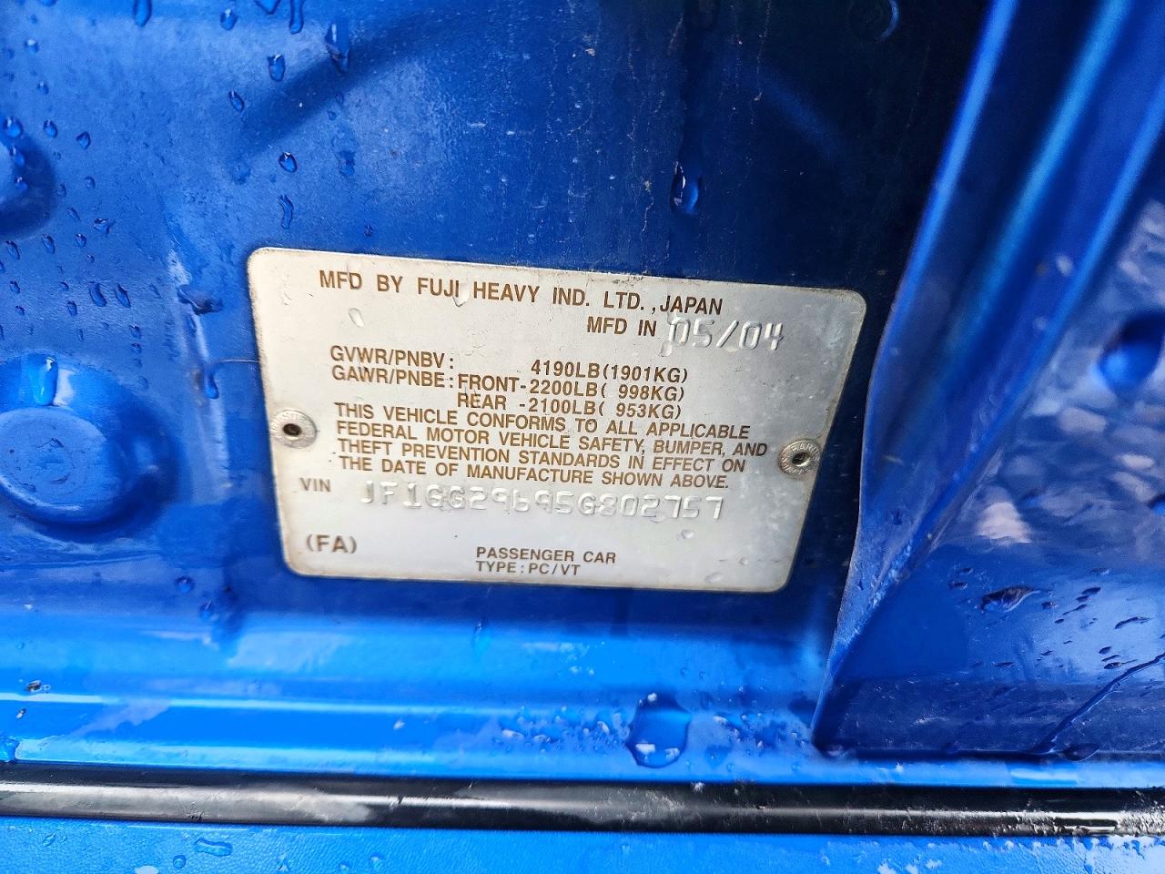 2005 SUBARU IMPREZA WRX photo 25