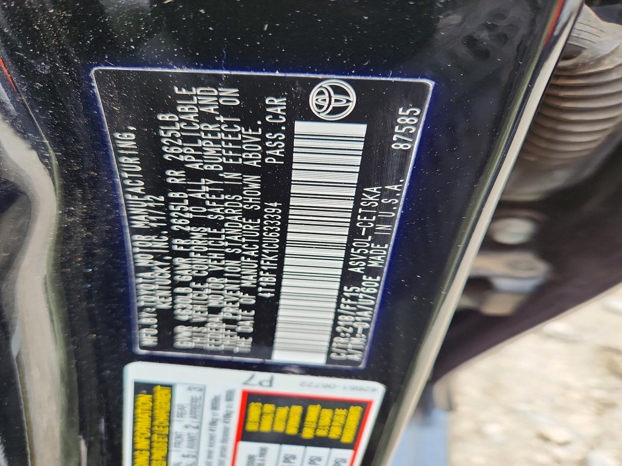 2012 TOYOTA CAMRY SE photo 37