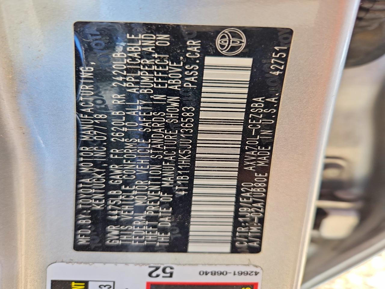 2018 TOYOTA CAMRY SE photo 13