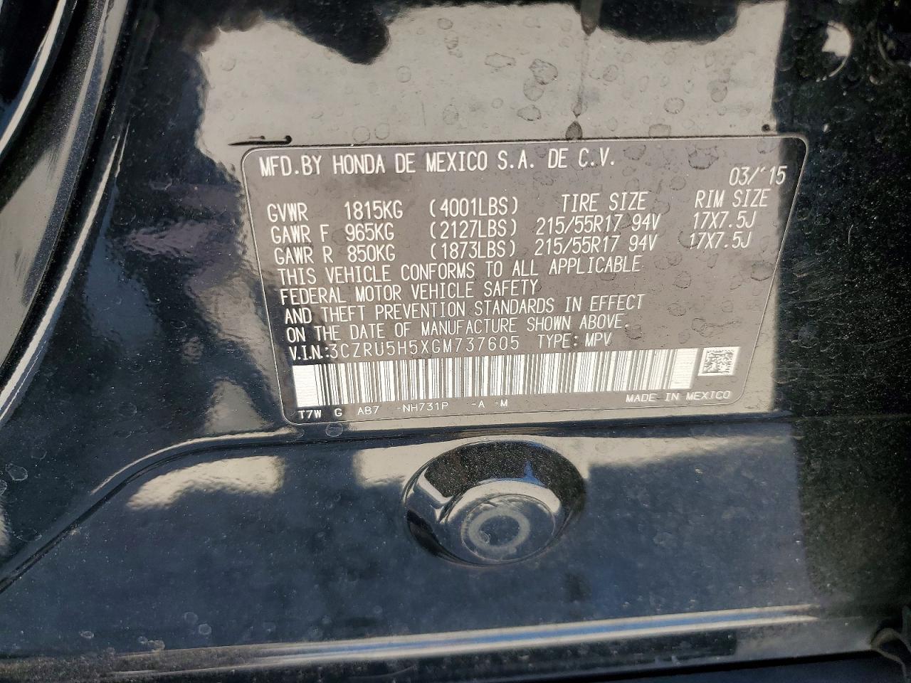 2016 HONDA HR-V EX photo 37