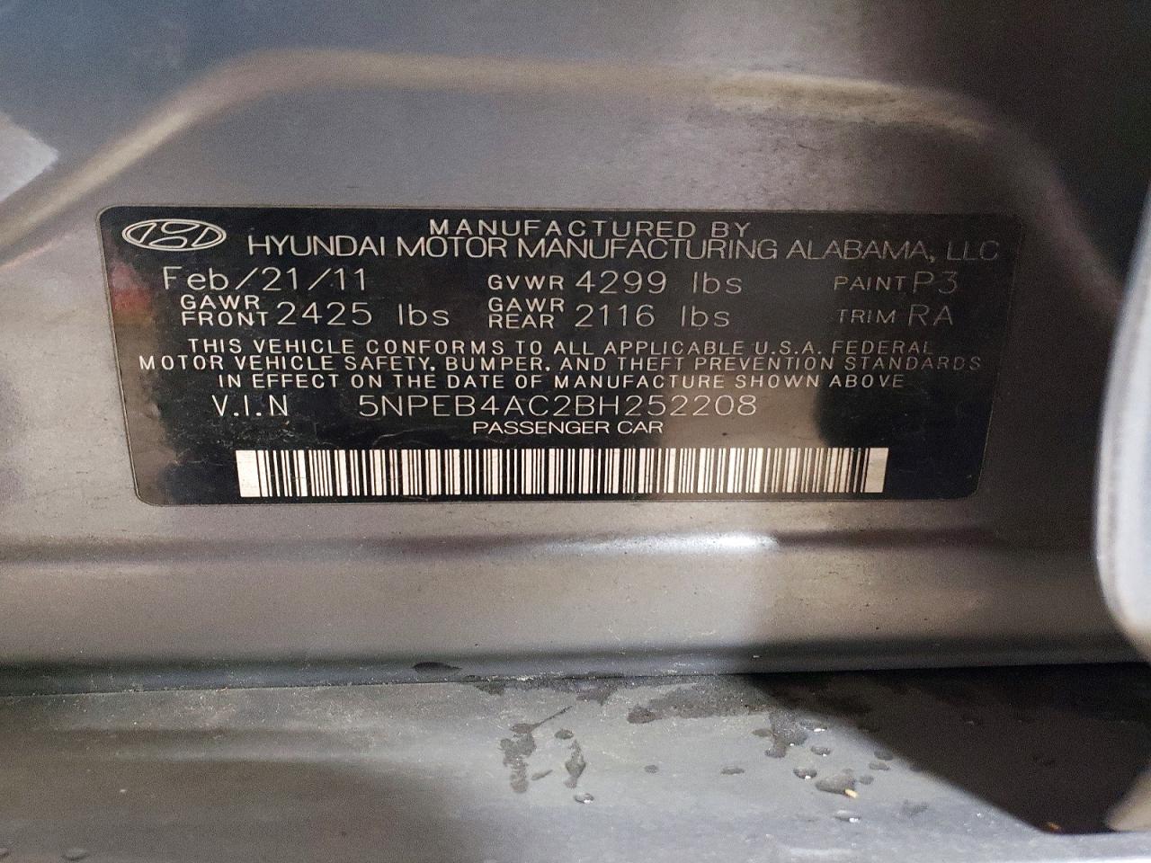 2011 HYUNDAI SONATA GLS photo 34