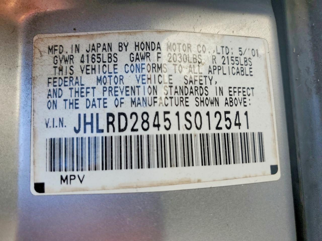 2001 HONDA CR-V LX photo 14