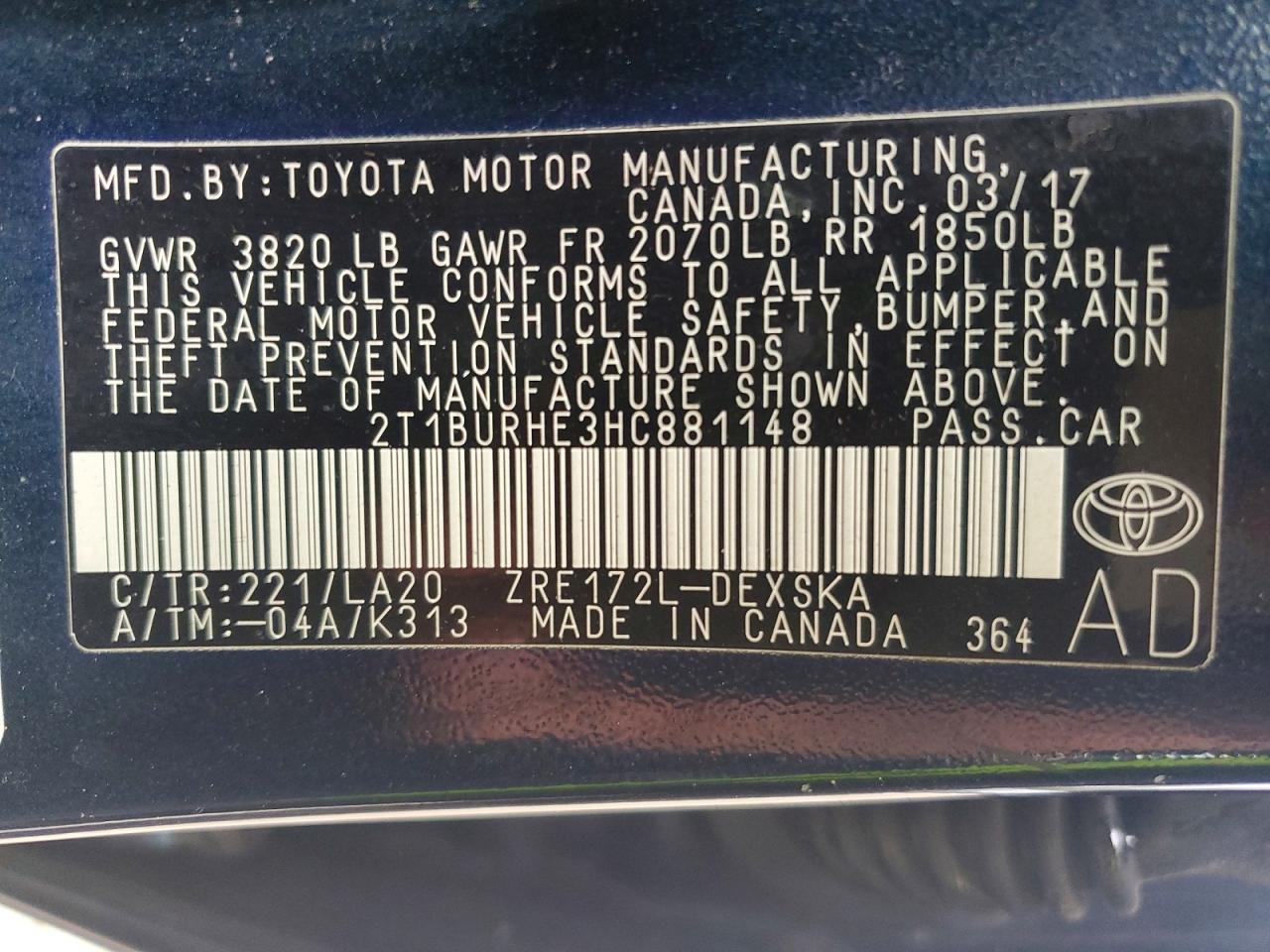 2017 TOYOTA COROLLA XSE photo 12