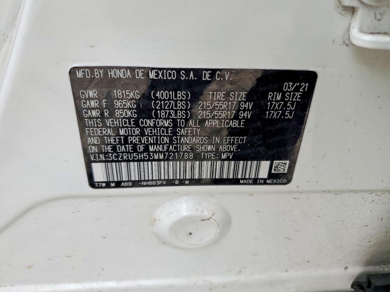 2021 HONDA HR-V EX photo 25