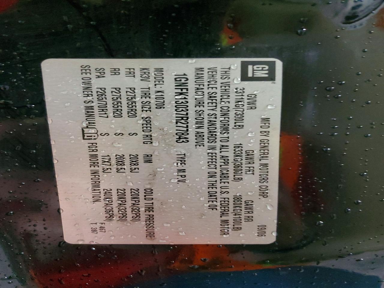2007 CHEVROLET TAHOE K1500 photo 37