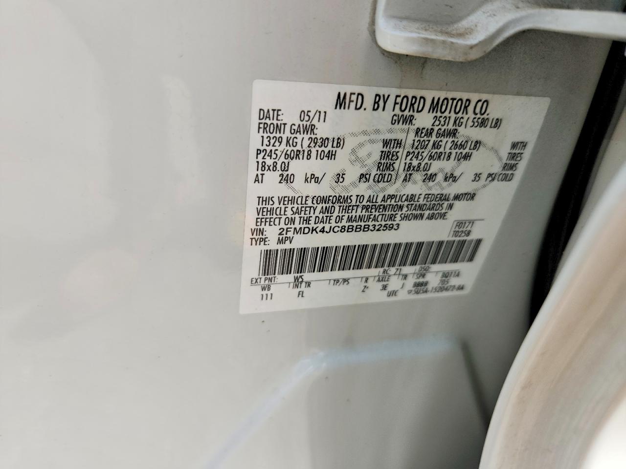 2011 FORD EDGE SEL photo 37