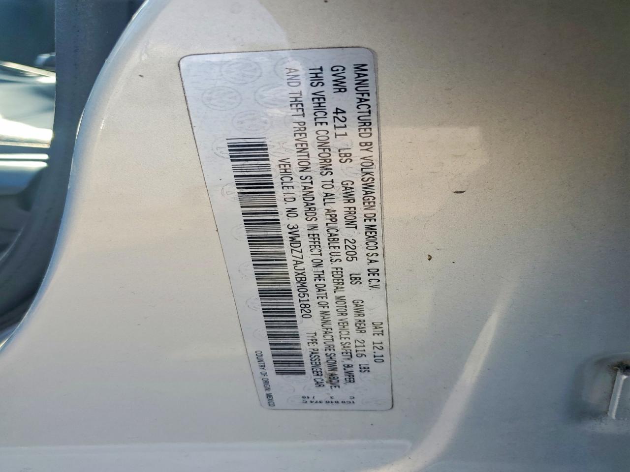 2011 VOLKSWAGEN JETTA SE photo 13