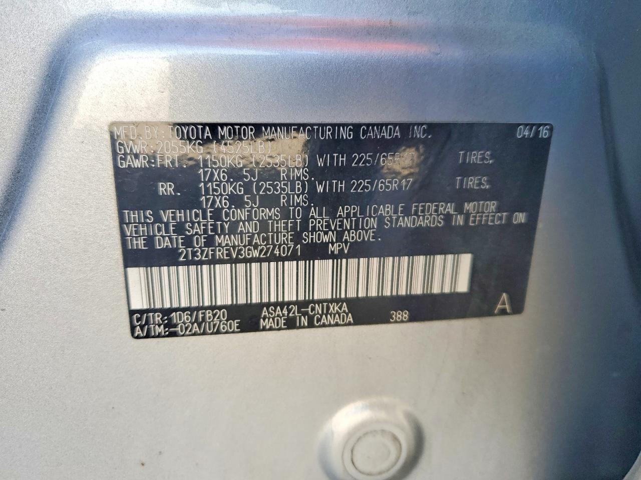 2016 TOYOTA RAV4 LE photo 14