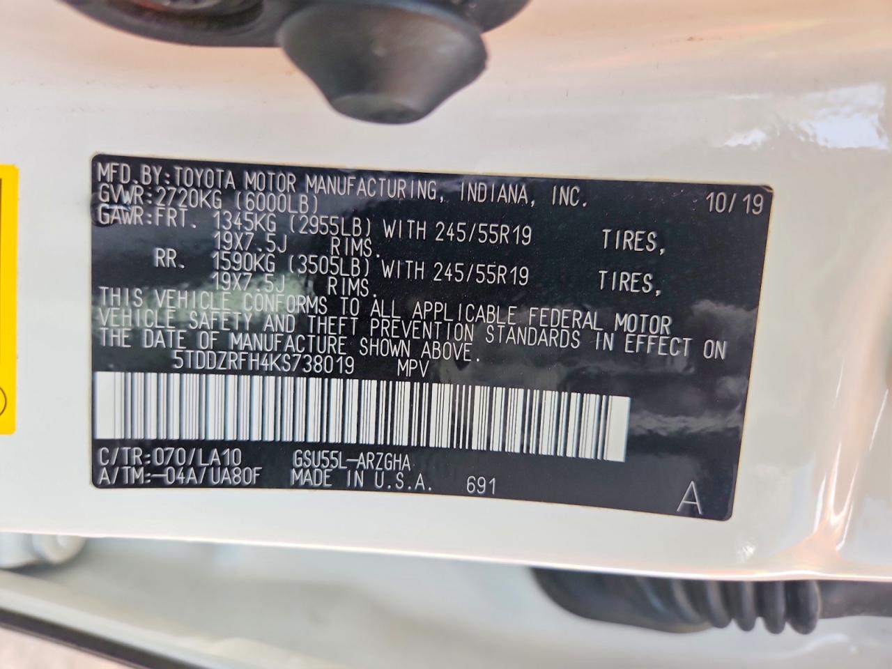 2019 TOYOTA HIGHLANDER LIMITED photo 34