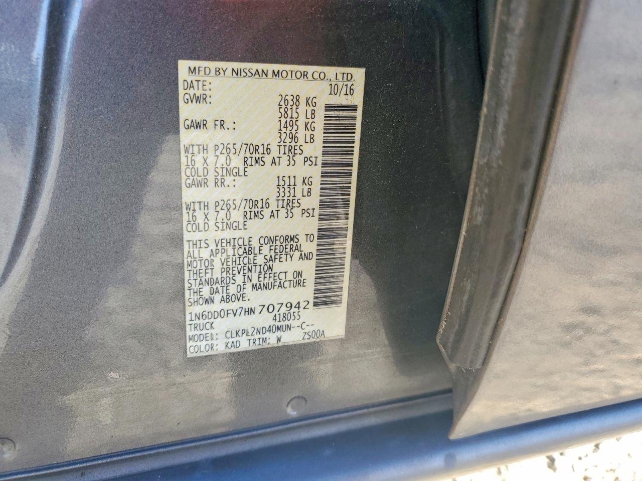 2017 NISSAN FRONTIER SV photo 34