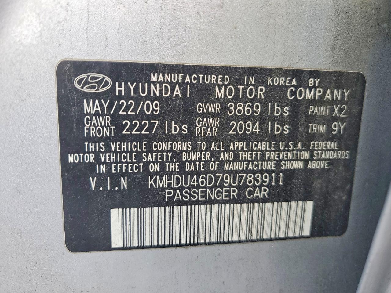 2009 HYUNDAI ELANTRA GLS photo 25