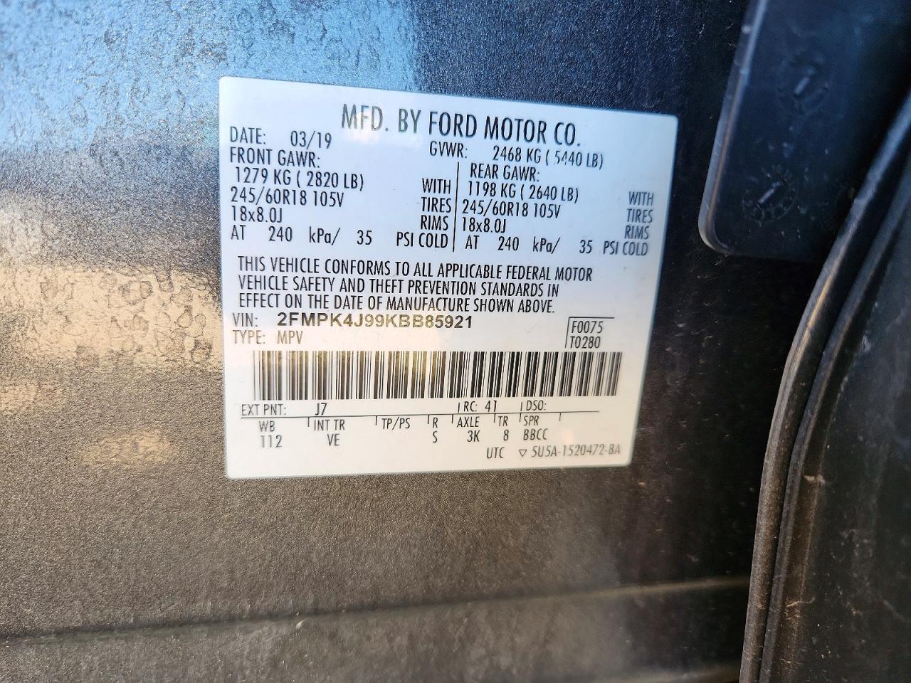 2019 FORD EDGE SEL photo 23