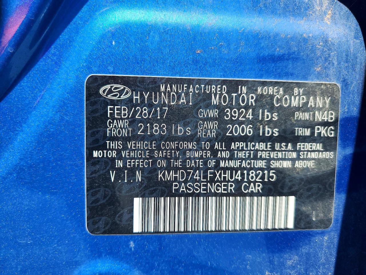 2017 HYUNDAI ELANTRA SE photo 34