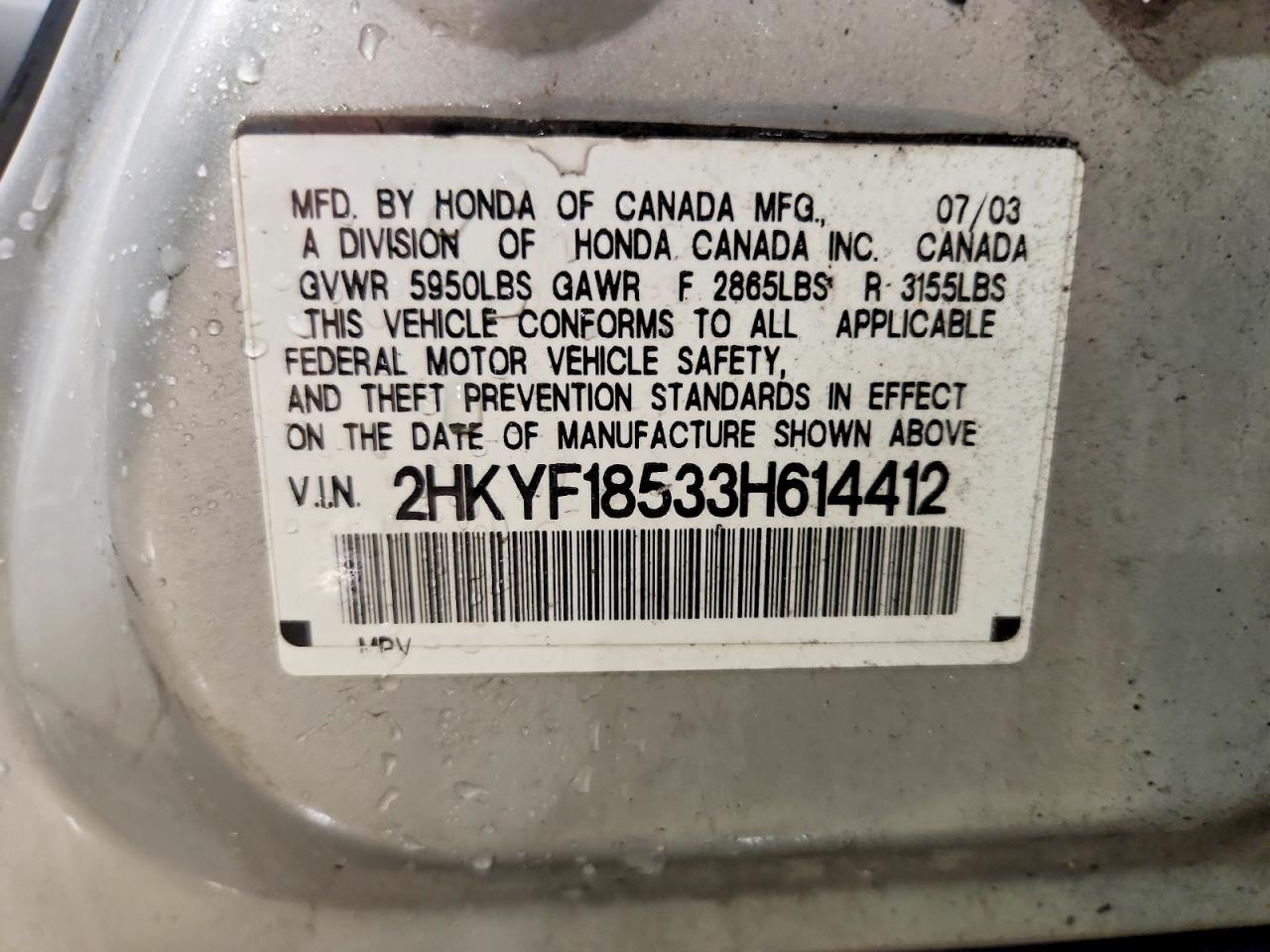 2003 HONDA PILOT EXL photo 25