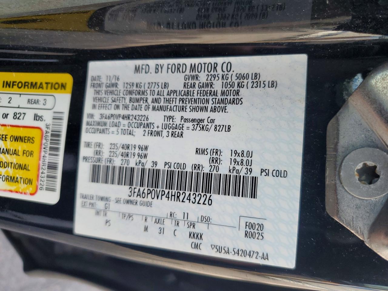 2017 FORD FUSION SPORT photo 23