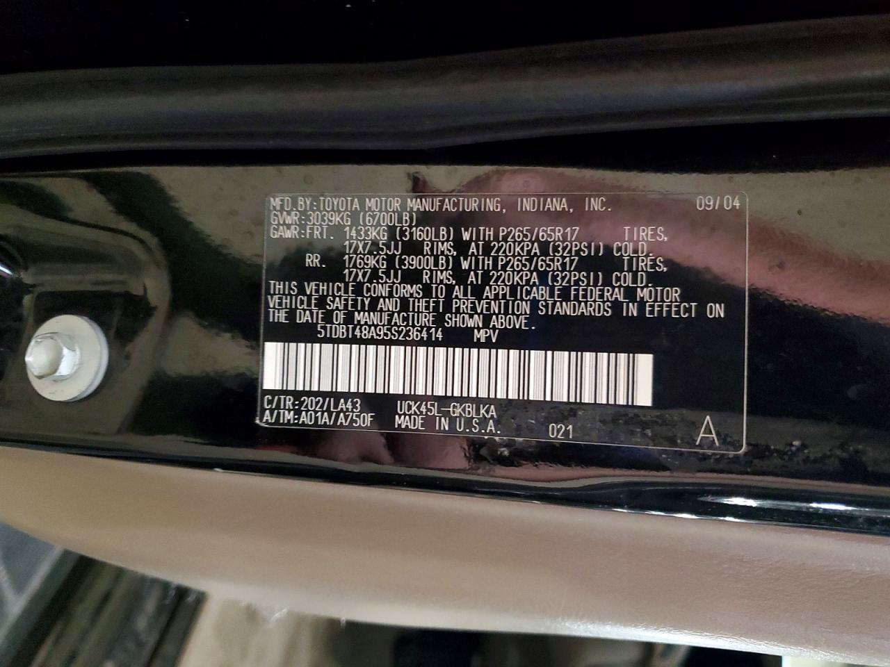 2005 TOYOTA SEQUOIA LIMITED photo 25