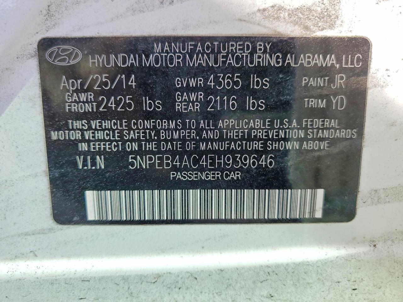 2014 HYUNDAI SONATA GLS photo 37