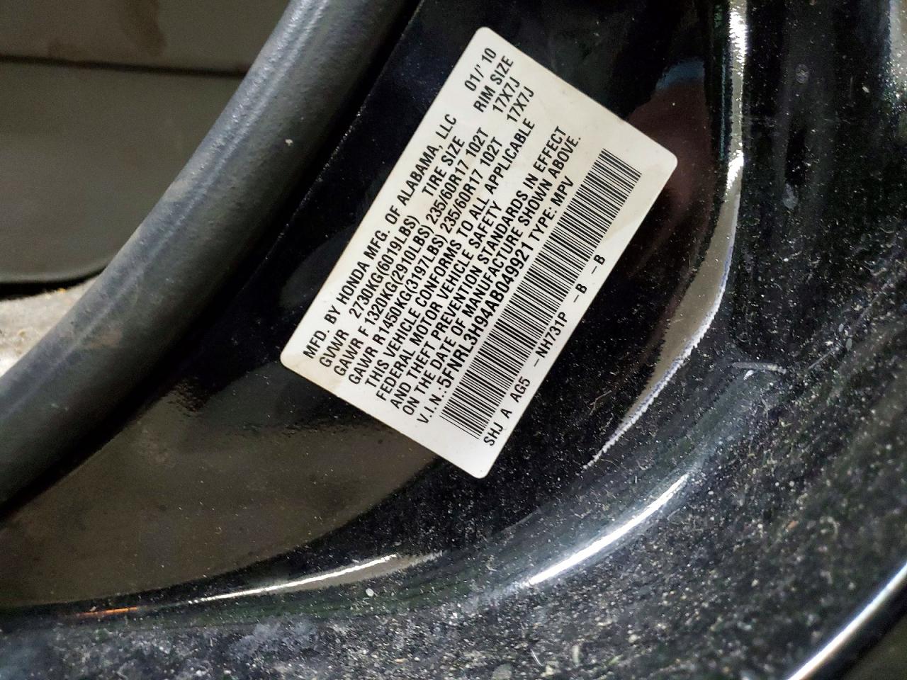 2010 HONDA ODYSSEY TOURING photo 25