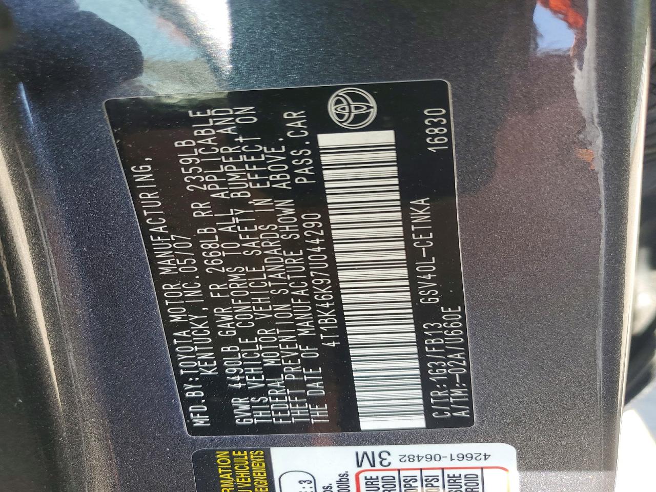 2007 TOYOTA CAMRY LE V6 photo 34