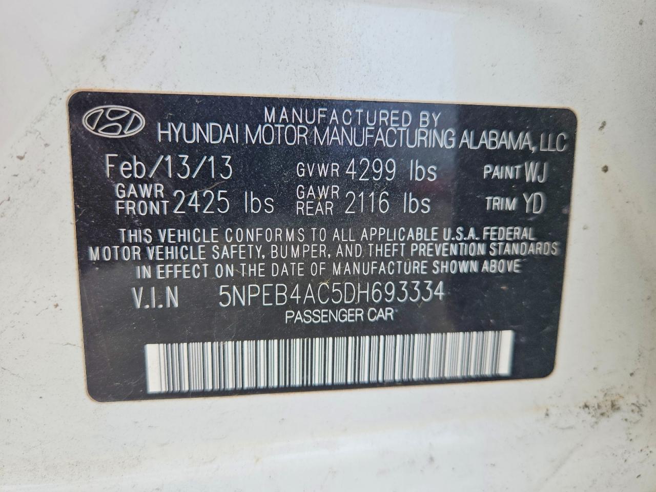 2013 HYUNDAI SONATA GLS photo 12