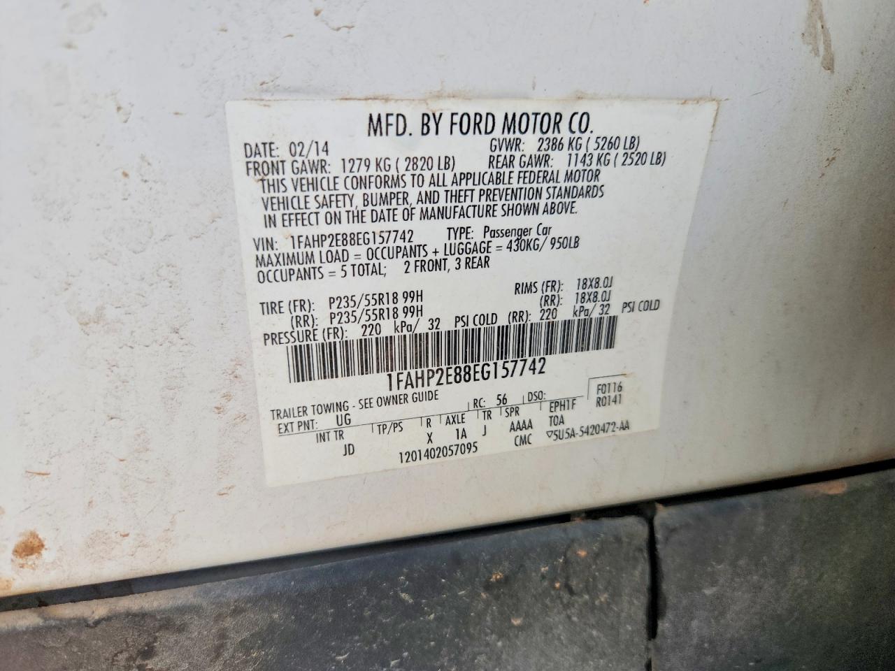 2014 FORD TAURUS SEL photo 37