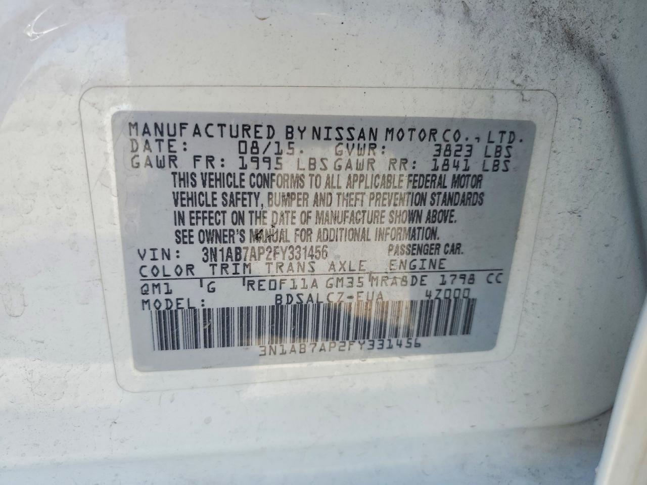 2015 NISSAN SENTRA S photo 34
