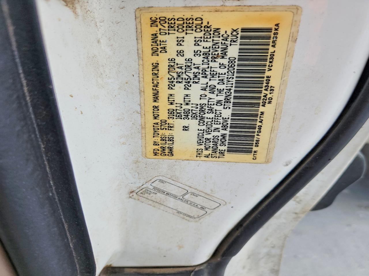 2000 TOYOTA TUNDRA ACCESS CAB SR5 photo 37