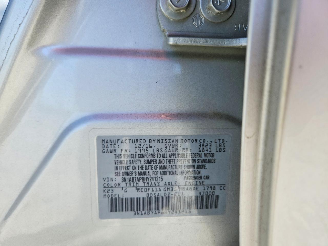 2017 NISSAN SENTRA SV photo 12