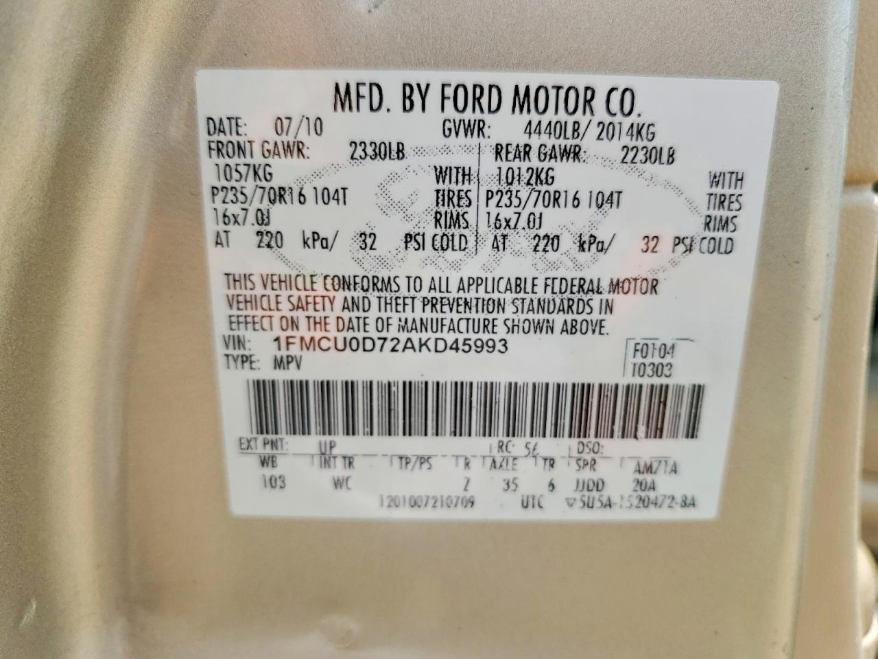2010 FORD ESCAPE XLT photo 23