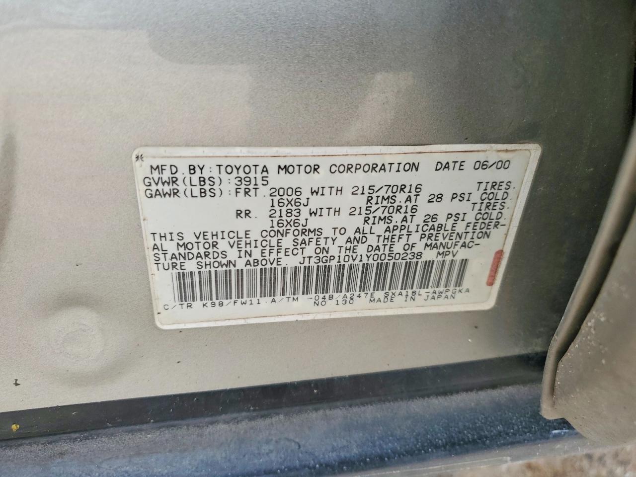 2000 TOYOTA RAV4 BASE photo 40