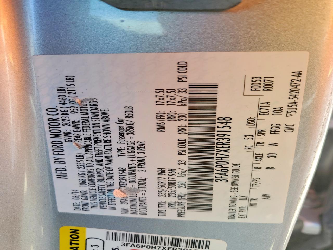 2014 FORD FUSION SE photo 23