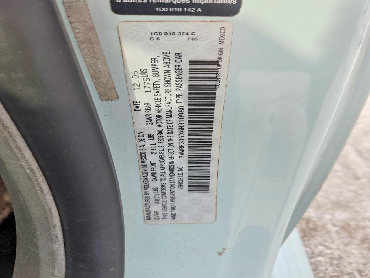 2006 VOLKSWAGEN NEW BEETLE CONVERTIBLE OPTION PACKAGE 1 photo 25