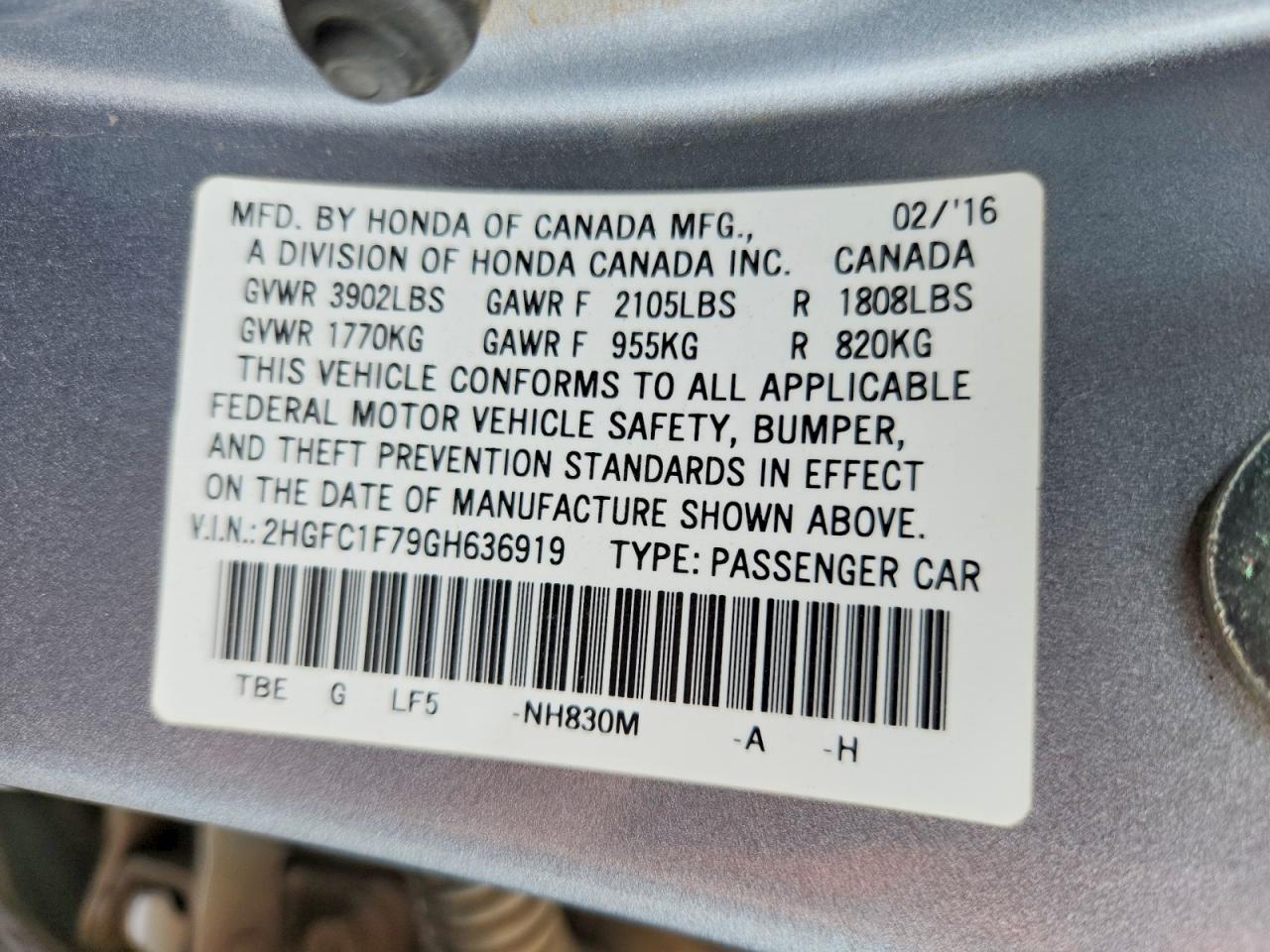 2016 HONDA CIVIC EXL photo 23