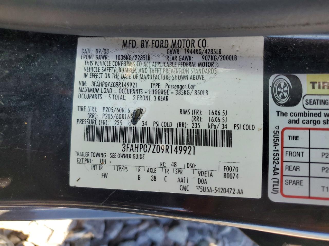 2009 FORD FUSION SE photo 23