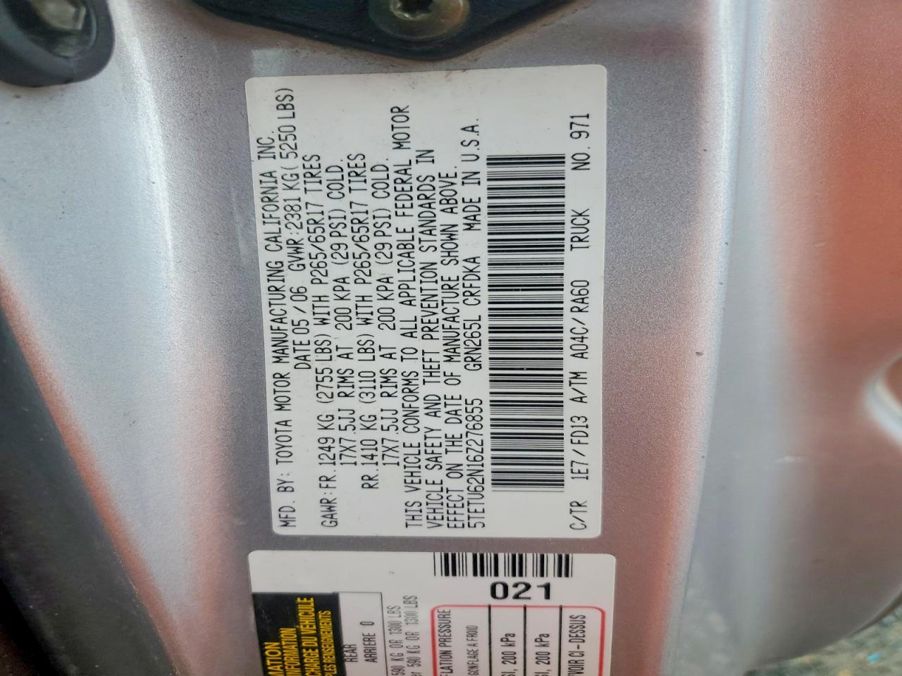 2006 TOYOTA TACOMA PRERUNNER ACCESS CAB photo 34