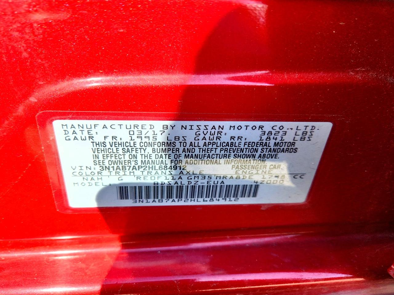 2017 NISSAN SENTRA SV photo 37