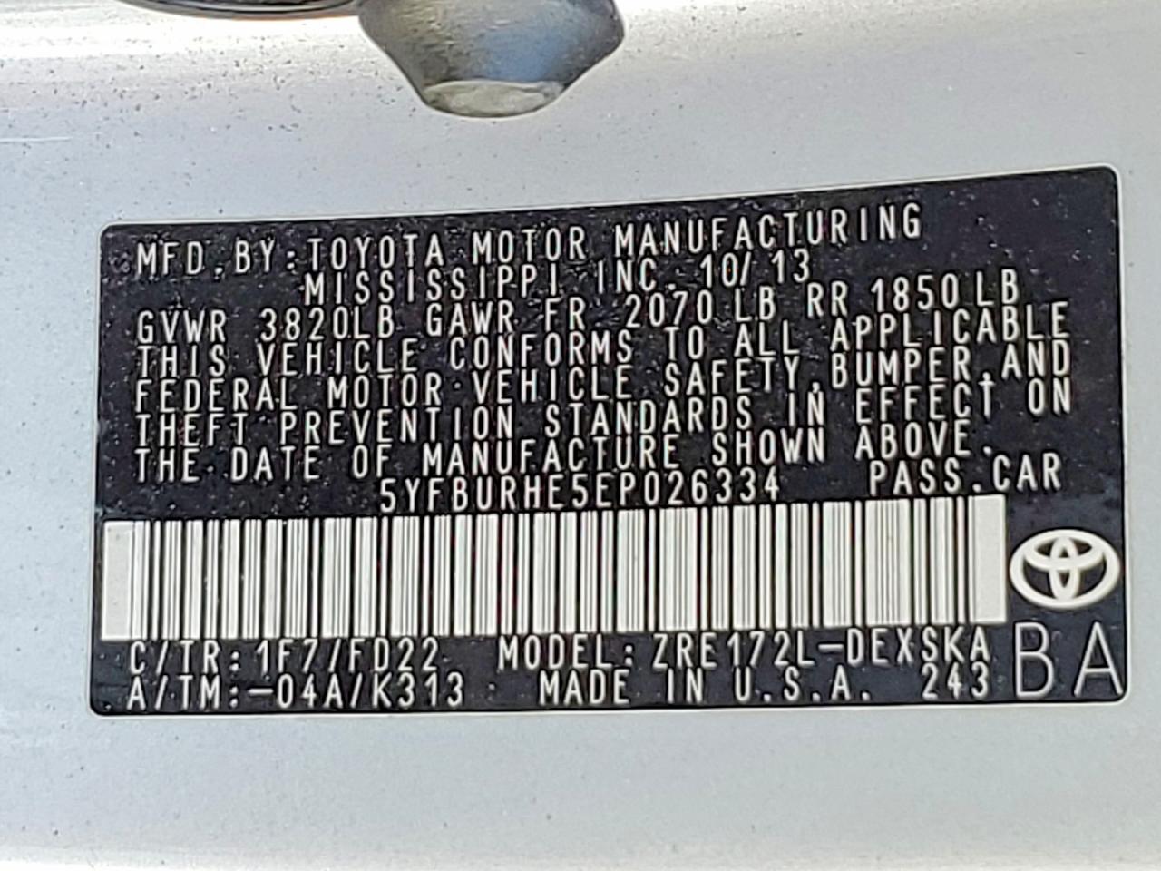 2014 TOYOTA COROLLA S PLUS photo 34