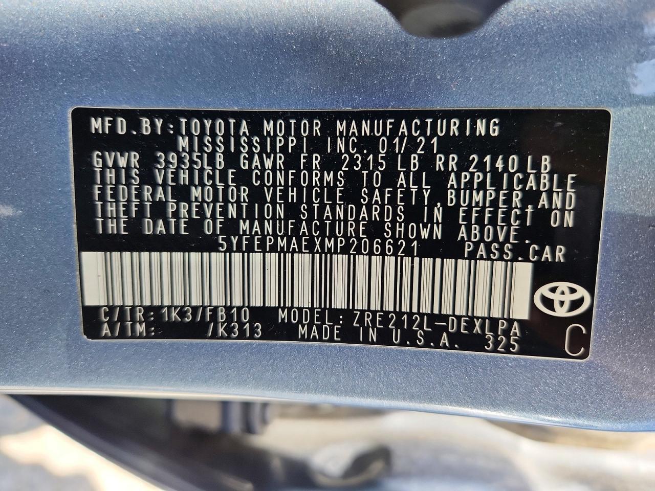 2021 TOYOTA COROLLA LE photo 23
