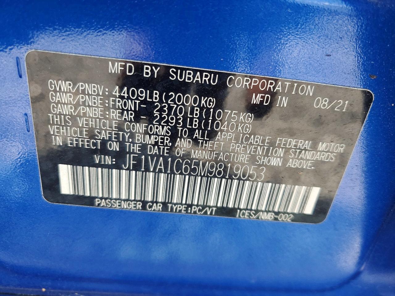 2021 SUBARU WRX PREMIUM photo 12