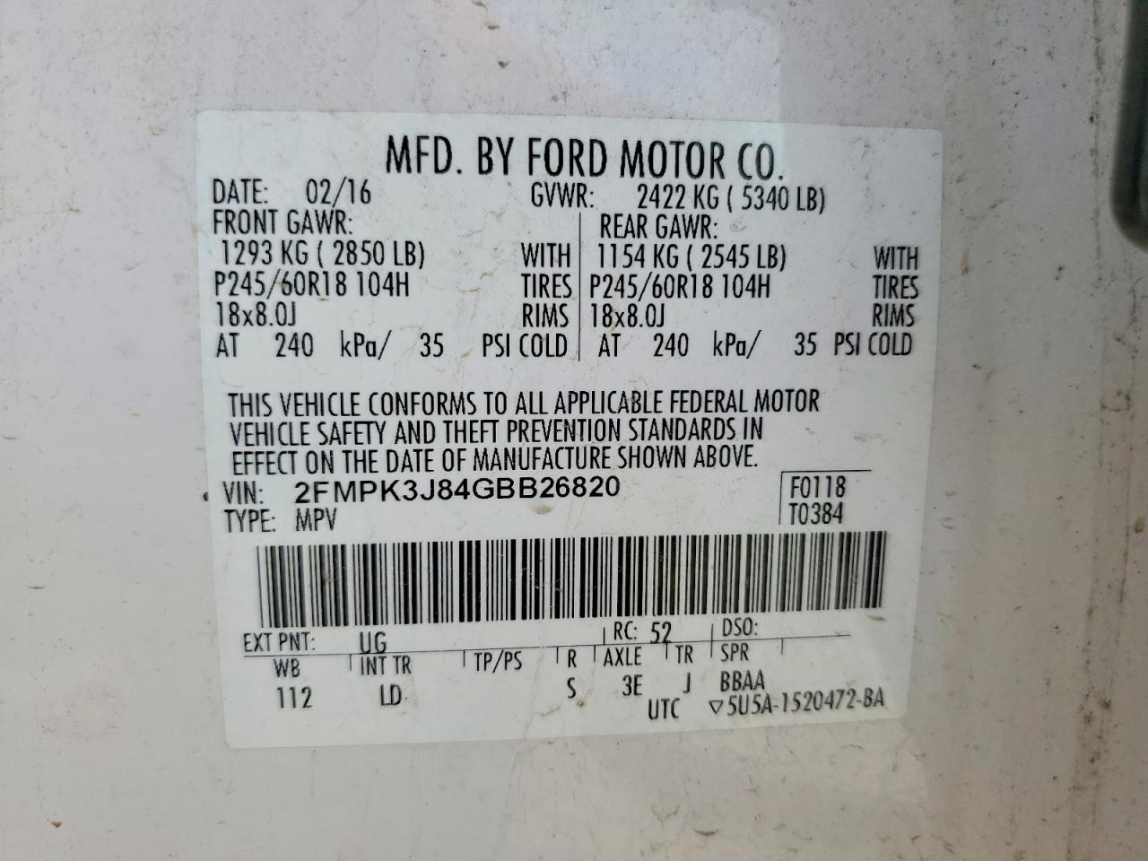 2016 FORD EDGE SEL photo 14