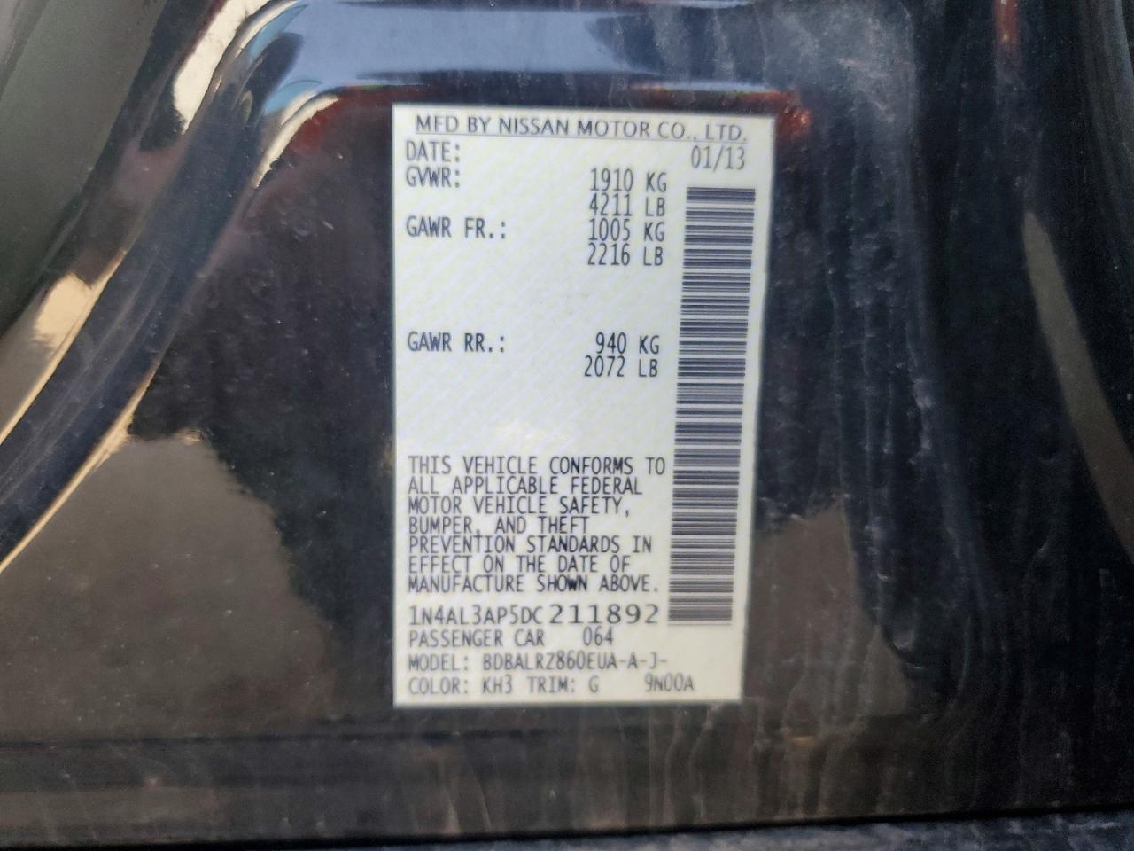 2013 NISSAN ALTIMA 2.5 photo 12