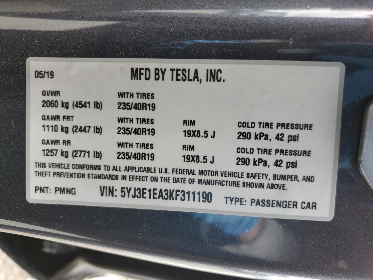 2019 TESLA MODEL 3 photo 12